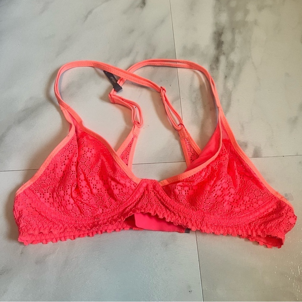 Aerie unlined triangle bra 34C neon pink